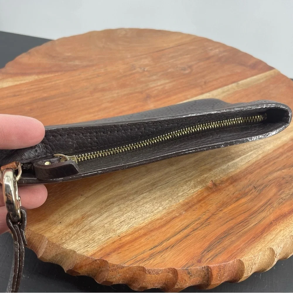 Vintage Kate spade wristlet‎ brown leather perforated